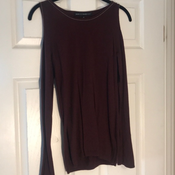 White House Black Market merlot cold shoulder top - Picture 1 of 3